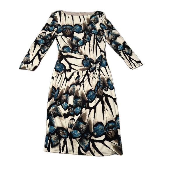 Joseph Ribkoff Blue abstract fitted Wiggle Dress / us 8 size - Picture 3 of 4